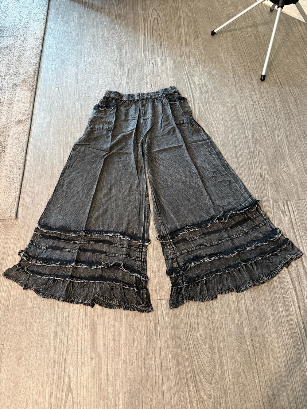 POL Black Mineral Wash Pants New